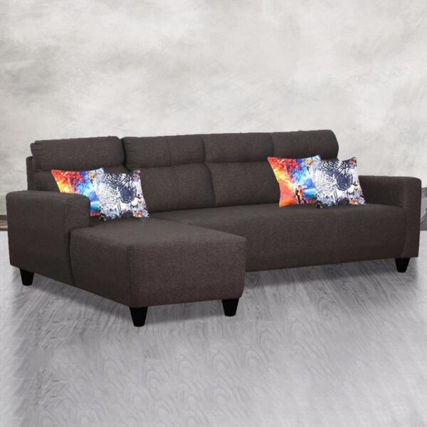 Elbon Dark Grey Leather Sectional Sofa