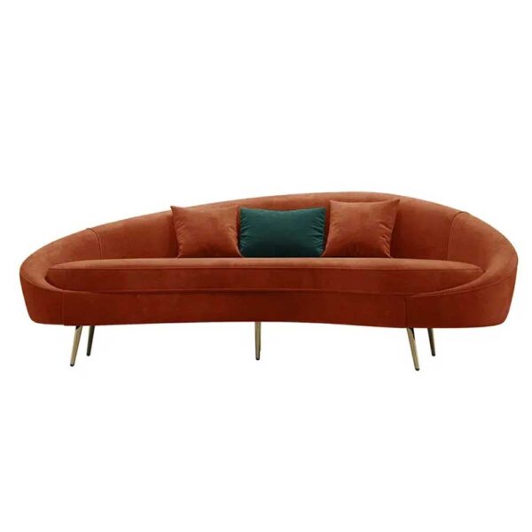 Modern Bronze Velvet Curved 3 Seaters Sofa