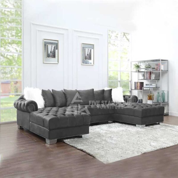 A Wide Velvet Corner Sofa