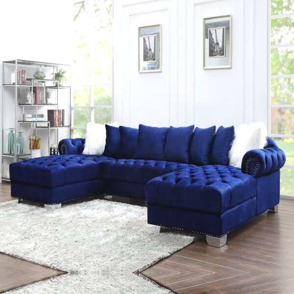 A Wide Velvet Corner Sofa – FSH Furniture