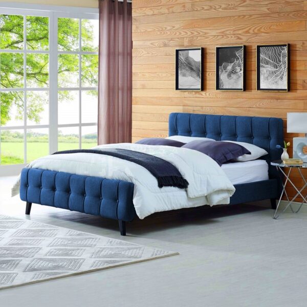 Fabric Upholstered Tufted Bed