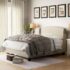 upholstered fabric bed
