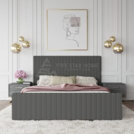 Modern Dark Grey Velvet Bed