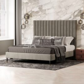 Nodrest Hemlock - Modern Grey Velvet Bed