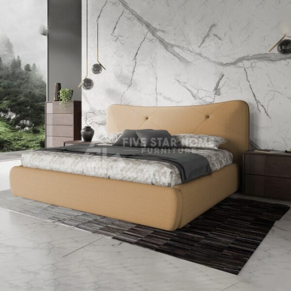 Modern Beige Upholstered Bed