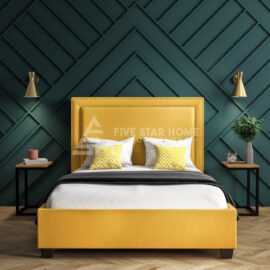 Yellow Velvet King Size Bed