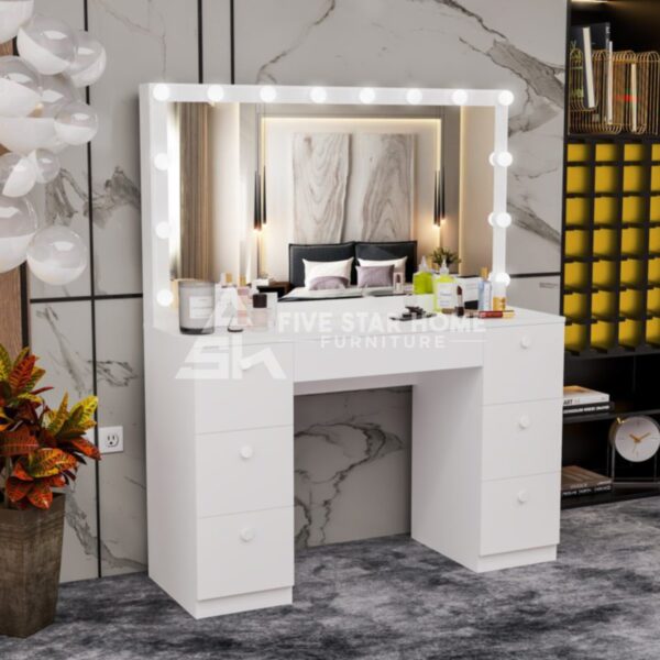 Grey 3 Drawers Dressing Table With Stool
