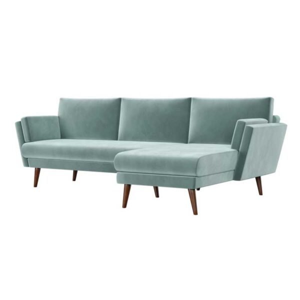 Mint Green Velvet Sofa L Shape - Right Hand Facing