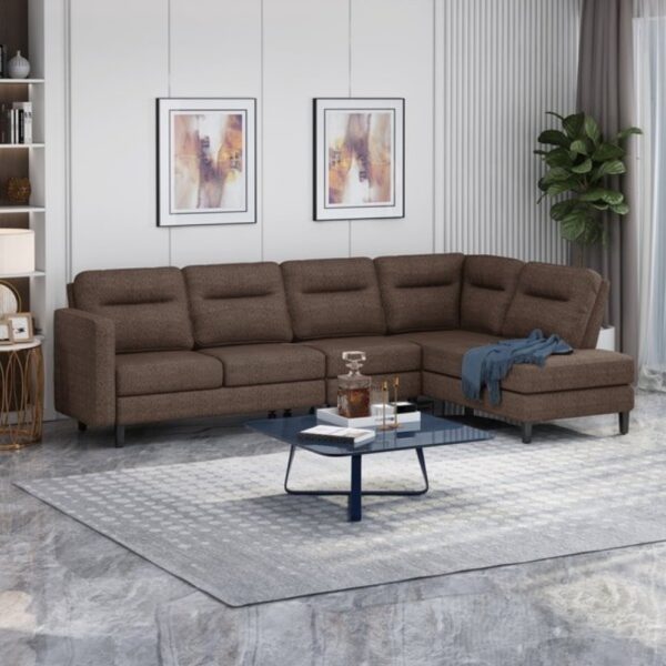 Modern Fabric Tufted Upholstered Sofa with Chaise Lounge
