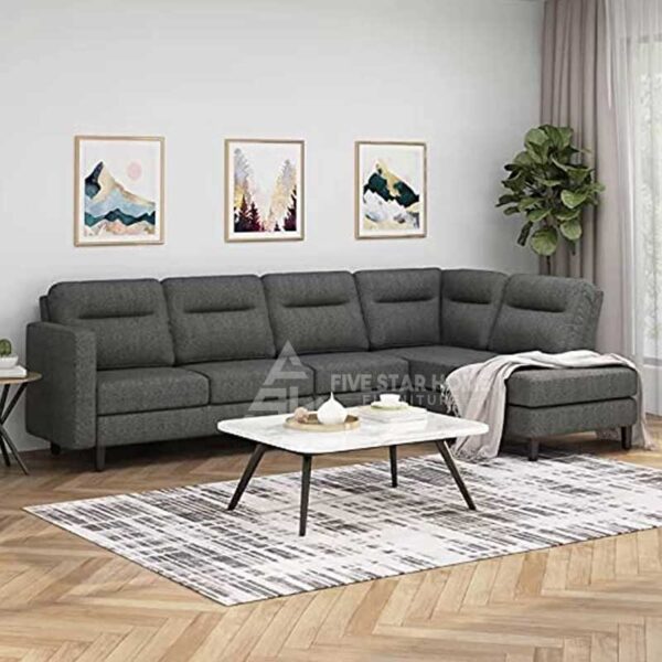 Modern Fabric Tufted Upholstered Sofa With Chaise Lounge
