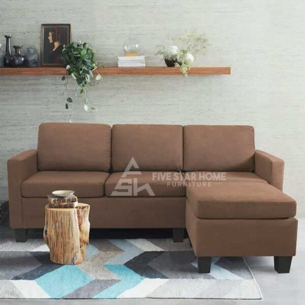 Reversible Cotton Sofa And Chaise With Ottoman