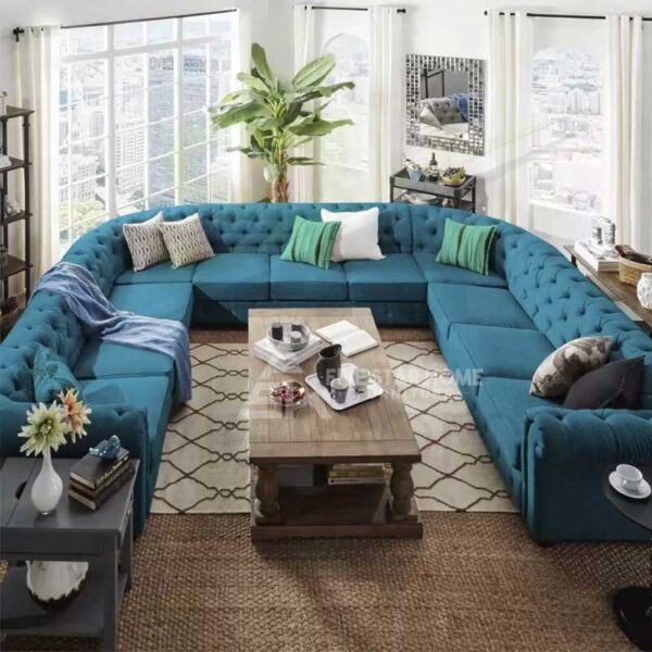 Scroll Arm Chesterfield 11 Seat Sectional Sofa