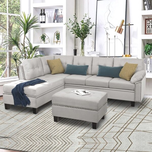 Sofa Sectionals With Chaise Lounge, Storage Ottoman
