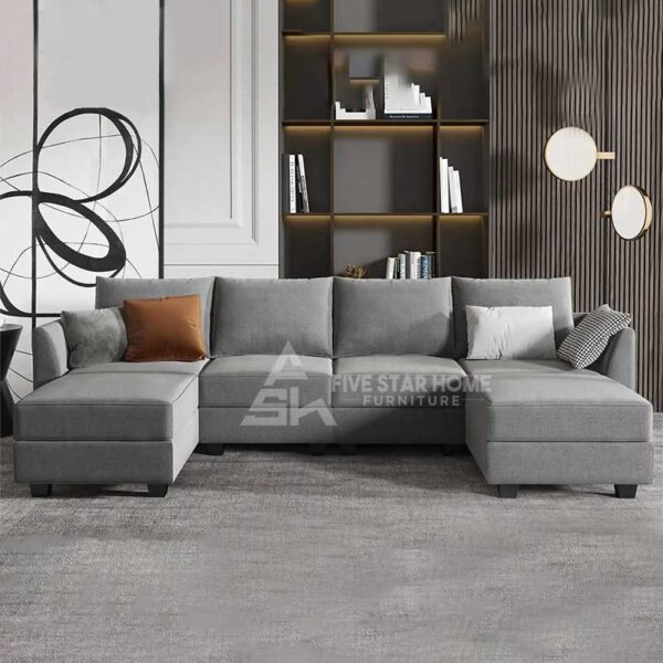 Symmetrical L Shaped Couch & Chaise with Ottoman