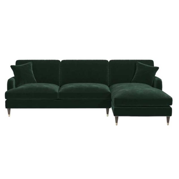 Teal L Shape 3 Seaters Sofa in Velvet