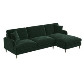 Teal L Shape 3 Seaters Sofa In Velvet