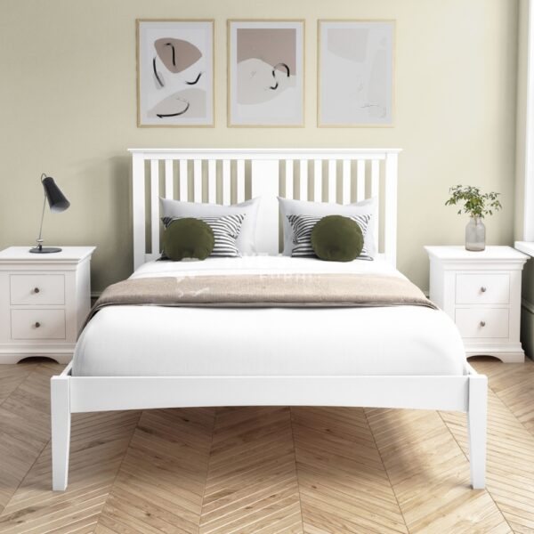 White Wooden King Size Bed Frame