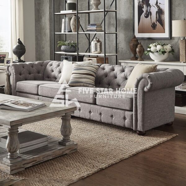 Loveseat In Taupe With Silver Base