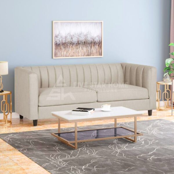 Loveseat In Taupe With Silver Base
