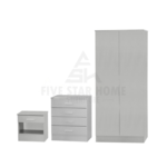 3-Piece Standard 2 Door Wardrobe Set in Grey