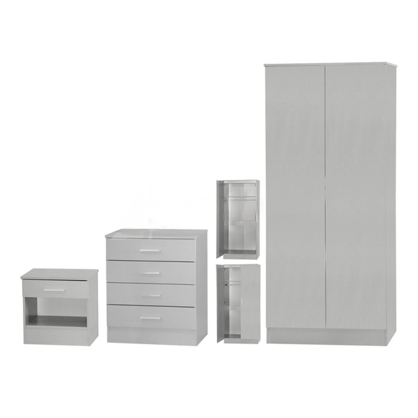 3-Piece Standard 2 Door Wardrobe Set in Grey
