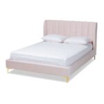 Saverio Glam And Luxe Velvet Upholstered Bed With Gold Tone Legs