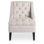 Ivory Velvet Tufted Accent Chair