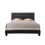 Masate Espresso Leather Upholstered Bed