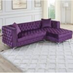 Chaise Sofa in Wide Velvet With Right Hand Facing