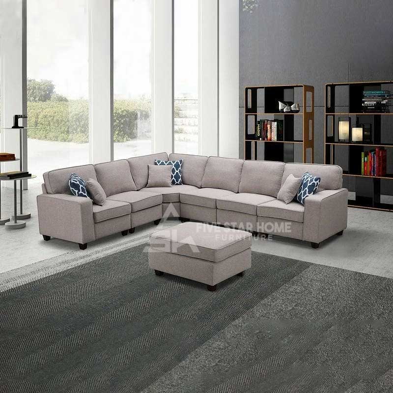 Casanova 7 Piece Linen Sectional Sofa