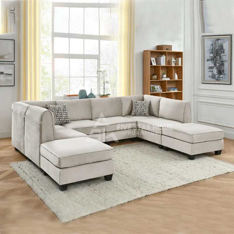 Fsh Velvet Modular Sofa Grey Color