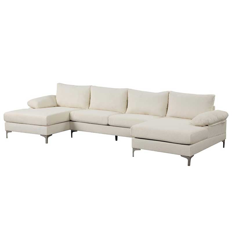 Fsh Wide Velvet Symmetrical Modular Corner Sectional Sofa