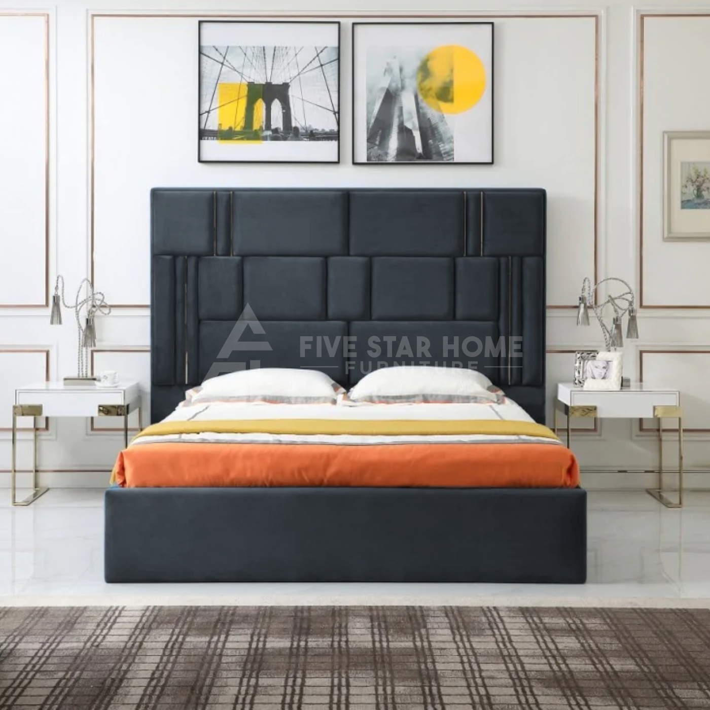 Odrest Adonis - Modern Black Fabric Bed