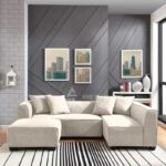 L shaped sofa with ottoman with 4 pillow - FSH Furniture