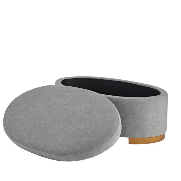 Oval Shape Grey Storage Ottoman storage ottoman