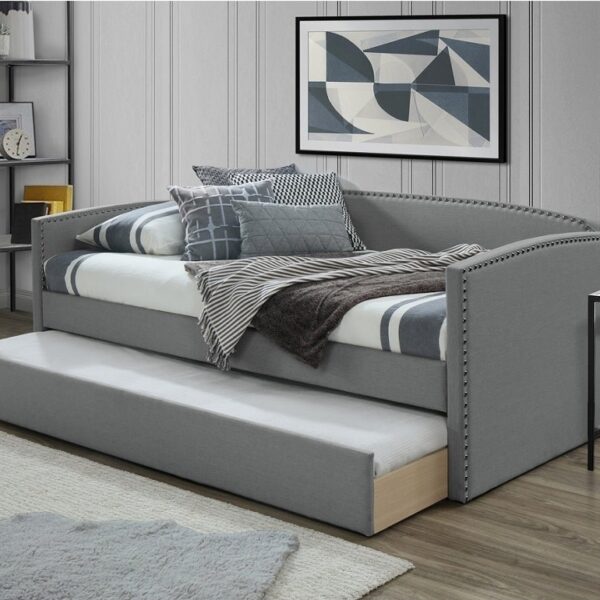 Fabric Upholstered Wooden Daybed With Vertical Tufting
