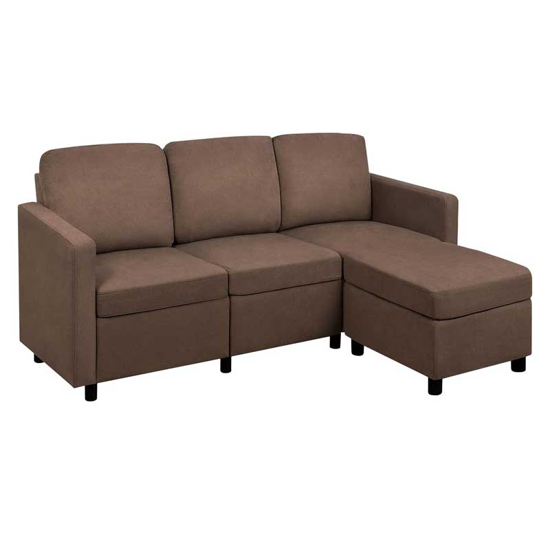 Reversible Cotton Sofa And Chaise With Ottoman