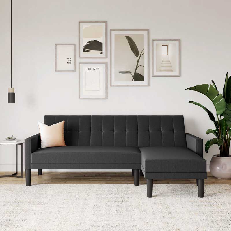 Reversible Wide Linen Sofa Chaise Sleeper