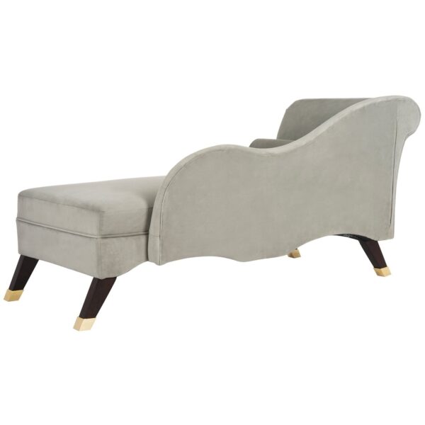 Safavieh Mid-Century Velvet Grey Chaise Safavieh Mid-Century Velvet Grey Chaise