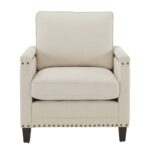 Hersfeld Ivory Fabric Chair With Nailhead