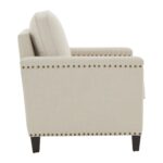 Hersfeld Ivory Fabric Chair With Nailhead