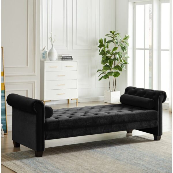 Fabric Upholstered Wooden Daybed With Vertical Tufting