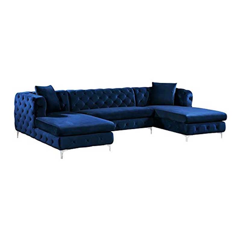 Velvet Upholstered U Shaped Sectional Sofa