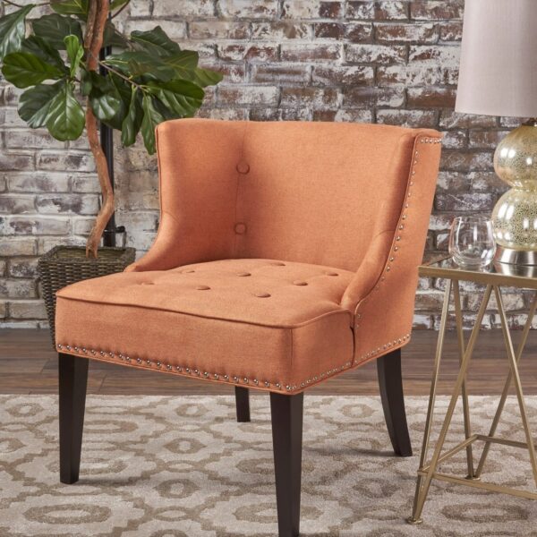 Adelina Button Tufted Armless Fabric Chair arm chair
