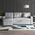 Wide Linen Sleeper Sofa with Chaise