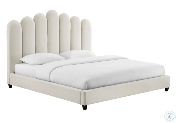 Keline Gray Velvet King Upholstered Platform Bed