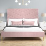 Pink Velvet Bed With Headboard