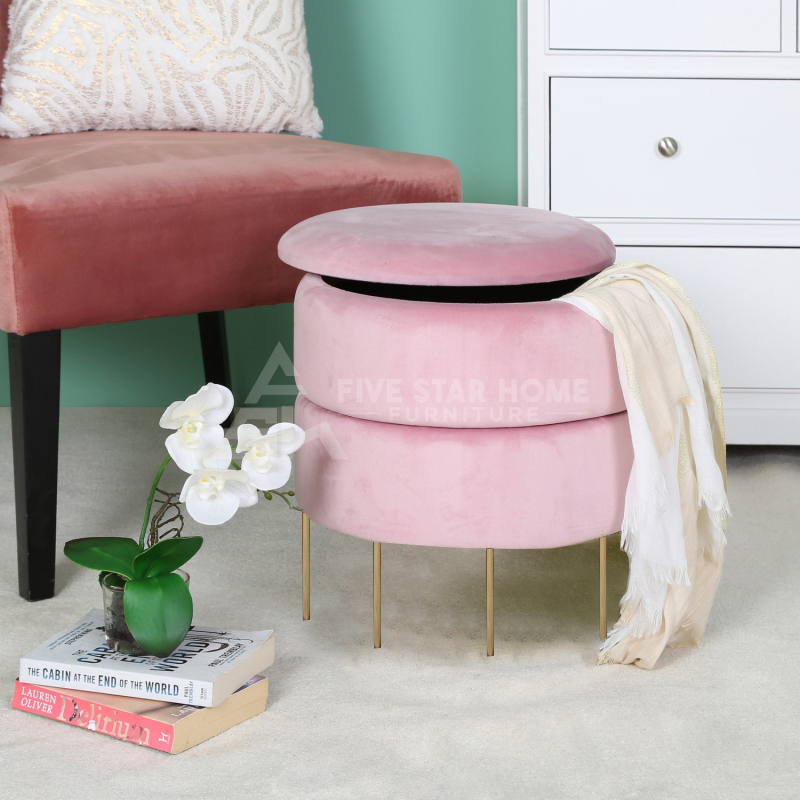 Round storage outlet pouffe