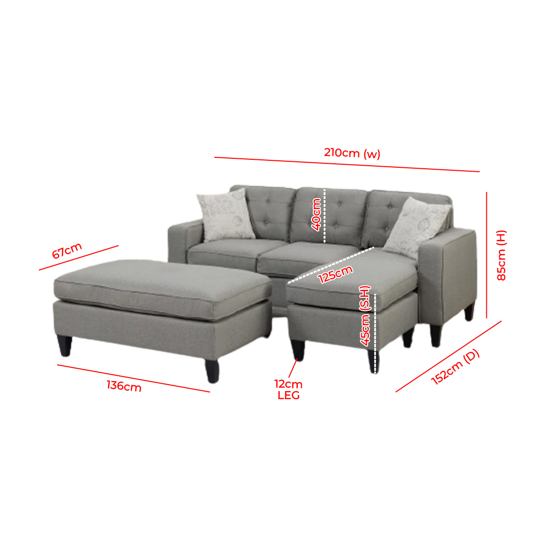 Wide Sectional With Ottoman