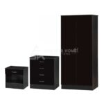 3-Piece Standard 2 Door Wardrobe Set in Black